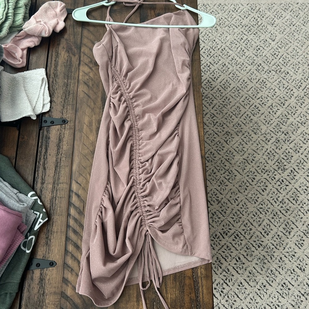 Elegant Pink Ruched Dress